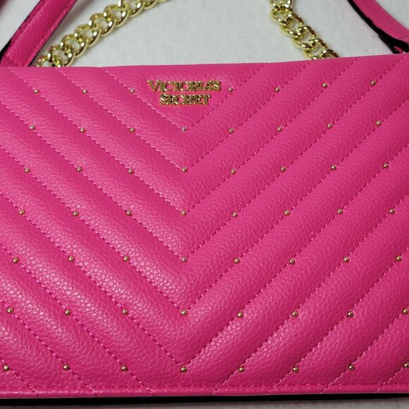 Victorias Secret Quilted Crossbody Pink Leather Chain Strap - Picture 8 of 16